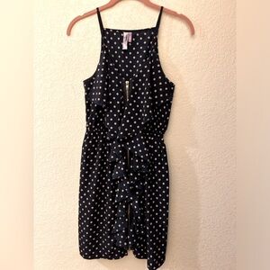 Alya navy and cream polka dot dress